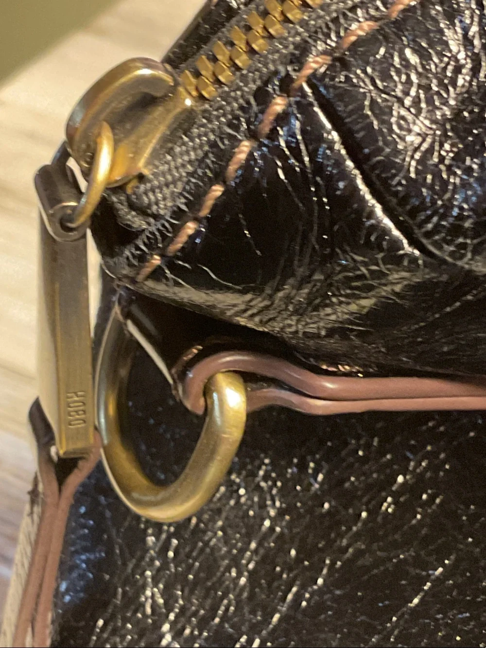 Hobo International Sheila drop handle black leather handbag Small